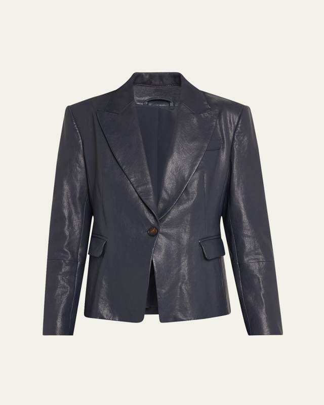 Natural Washed Leather Blazer
